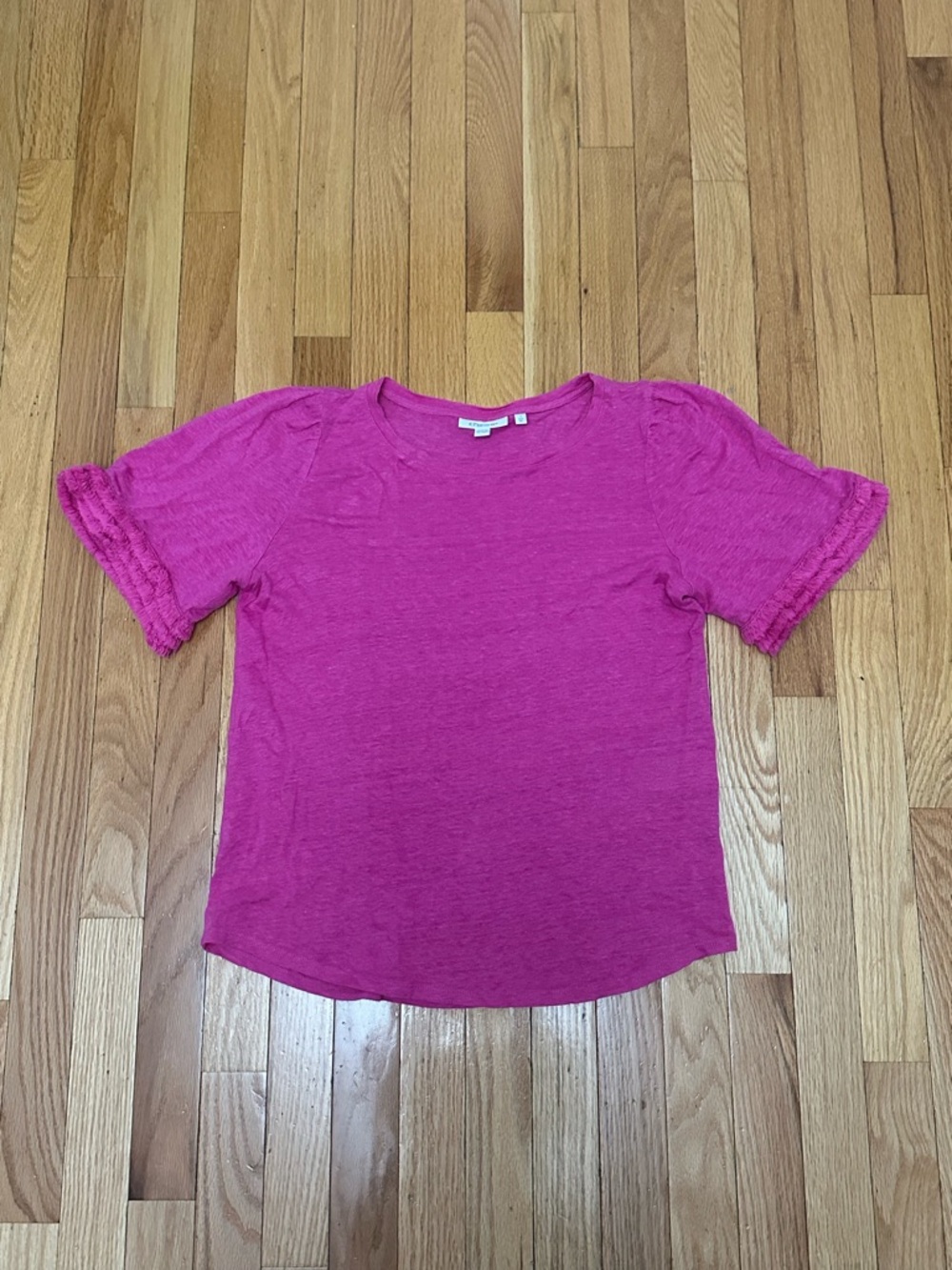 Chico's Pink Short Sleeve Blouse with Ruffle Cuffs